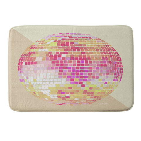 Cat Coquillette Disco Ball Pink Ombre Memory Foam Bath Mat