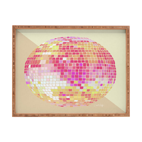 Cat Coquillette Disco Ball Pink Ombre Rectangular Tray