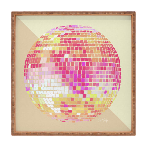 Cat Coquillette Disco Ball Pink Ombre Square Tray