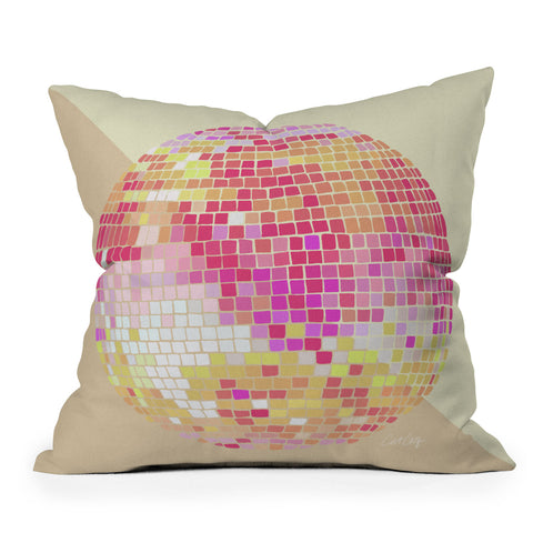 Cat Coquillette Disco Ball Pink Ombre Throw Pillow