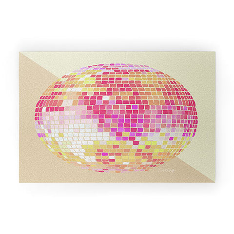 Cat Coquillette Disco Ball Pink Ombre Welcome Mat