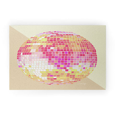 Cat Coquillette Disco Ball Pink Ombre Welcome Mat