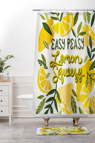 Cat Coquillette Easy Peasy Lemon Squeezy Citru Shower Curtain And Mat