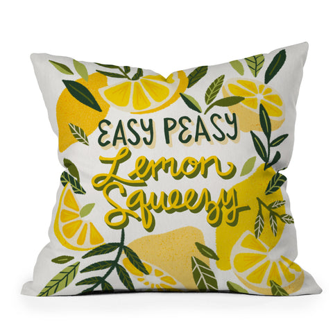 Cat Coquillette Easy Peasy Lemon Squeezy Citru Outdoor Throw Pillow