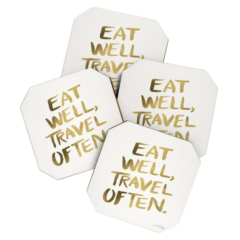 Cat Coquillette Eat Well Travel Often Gold Coaster Set