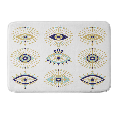 Cat Coquillette Evil Eye Collection on White Memory Foam Bath Mat