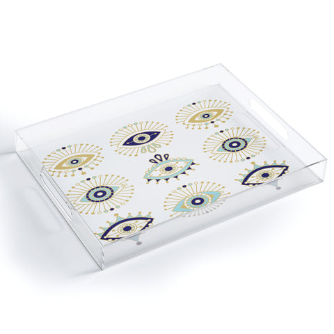 Cat Coquillette Evil Eye Collection on White Acrylic Tray