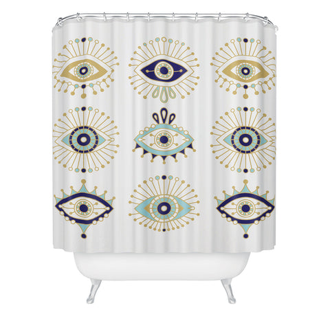 Cat Coquillette Evil Eye Collection on White Shower Curtain