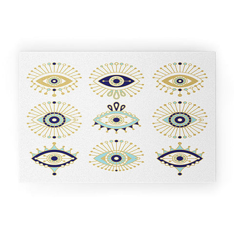 Cat Coquillette Evil Eye Collection on White Welcome Mat
