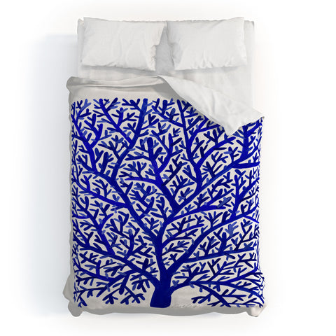 Cat Coquillette Fan Coral Navy Duvet Cover