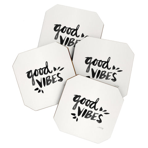 Cat Coquillette Good Vibes Black Ink Coaster Set