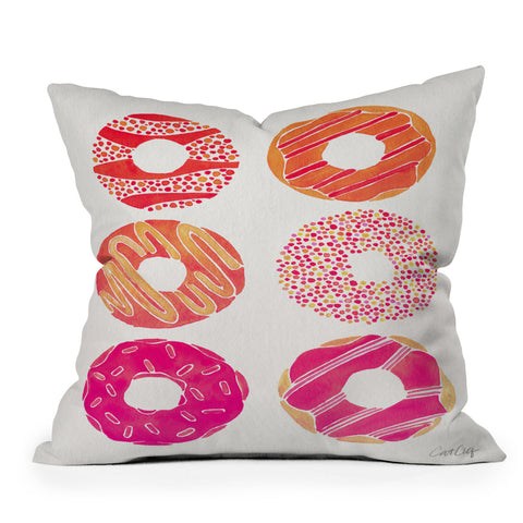 Cat Coquillette Half Dozen Pink Donuts Outdoor Throw Pillow