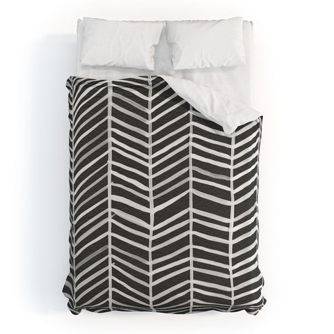 Cat Coquillette Herringbone Black White Duvet Cover