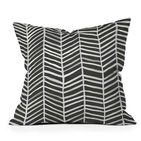 Cat Coquillette Herringbone Black White Outdoor Throw Pillow