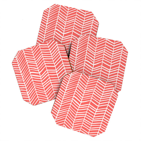 Cat Coquillette Herringbone Coral Coaster Set