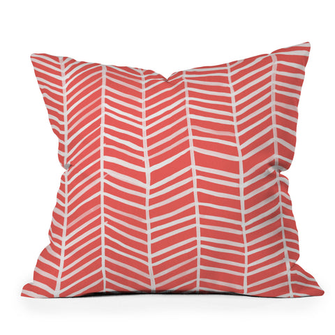 Cat Coquillette Herringbone Coral Outdoor Throw Pillow