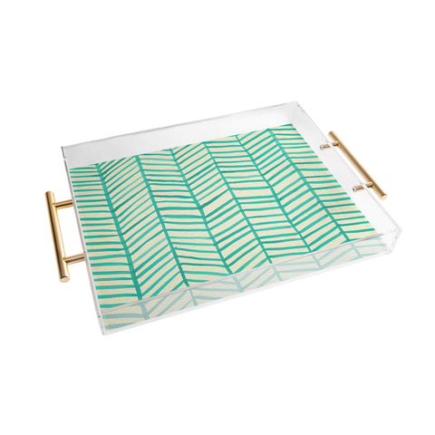 Cat Coquillette Herringbone Turquoise Acrylic Tray