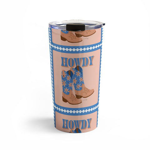 Cat Coquillette Howdy Cowgirl Blue Peach Travel Mug