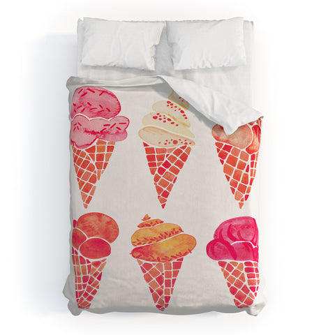 Cat Coquillette Ice Cream Cones Pink Duvet Cover