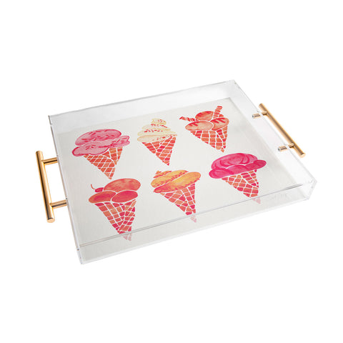 Cat Coquillette Ice Cream Cones Pink Acrylic Tray