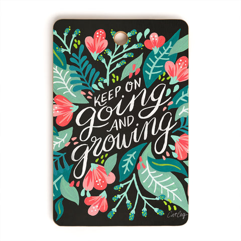 Cat Coquillette Keep on Going Growing Pink Cutting Board Rectangle