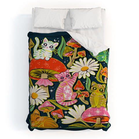 Cat Coquillette Kittens and Shrooms 2 Comforter