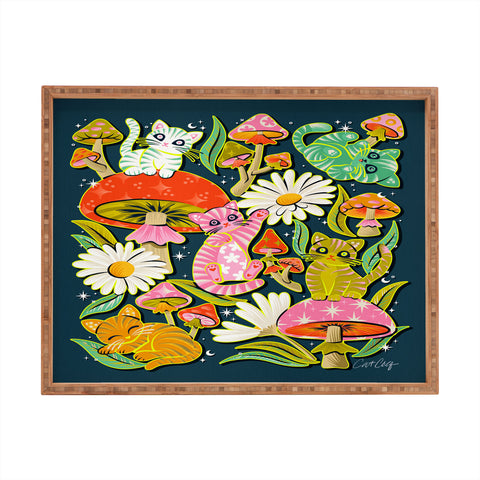 Cat Coquillette Kittens and Shrooms 2 Rectangular Tray