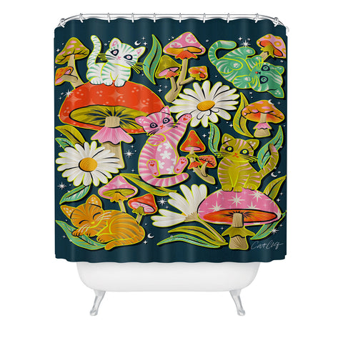 Cat Coquillette Kittens and Shrooms 2 Shower Curtain