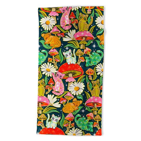 Cat Coquillette Kittens and Shrooms 2 Beach Towel