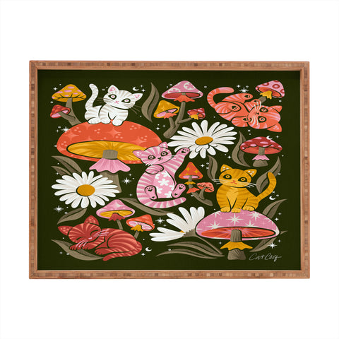 Cat Coquillette Kittens and Shrooms 4 Rectangular Tray