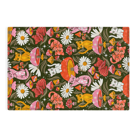 Cat Coquillette Kittens and Shrooms 4 Outdoor Rug