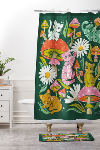 Cat Coquillette Kittens and Shrooms 6 Shower Curtain And Mat