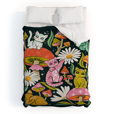 Cat Coquillette Kittens and Shrooms 7 Duvet Cover