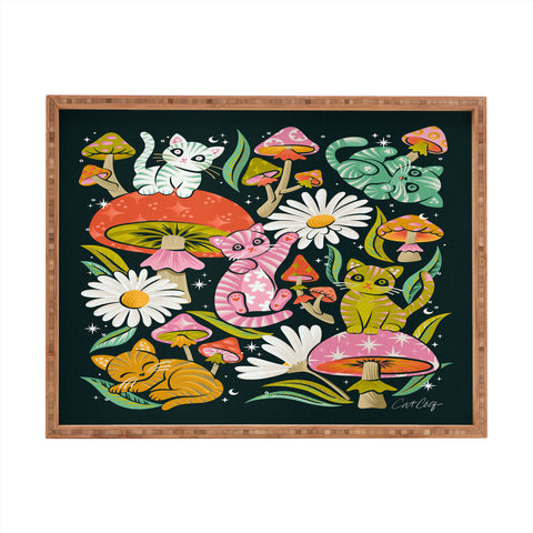 Cat Coquillette Kittens and Shrooms 7 Rectangular Tray