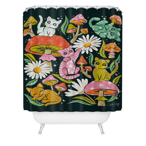 Cat Coquillette Kittens and Shrooms 7 Shower Curtain