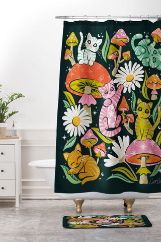Cat Coquillette Kittens and Shrooms 7 Shower Curtain And Mat