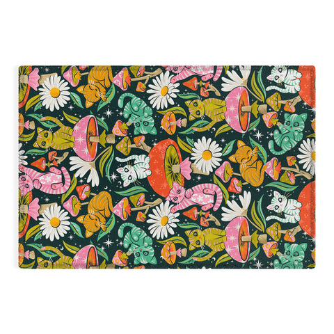 Cat Coquillette Kittens and Shrooms 7 Outdoor Rug