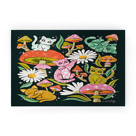 Cat Coquillette Kittens and Shrooms 7 Welcome Mat