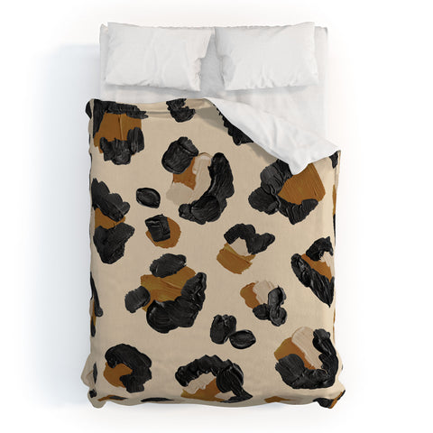 Cat Coquillette Leopard Print Neutral Gold Li Duvet Cover