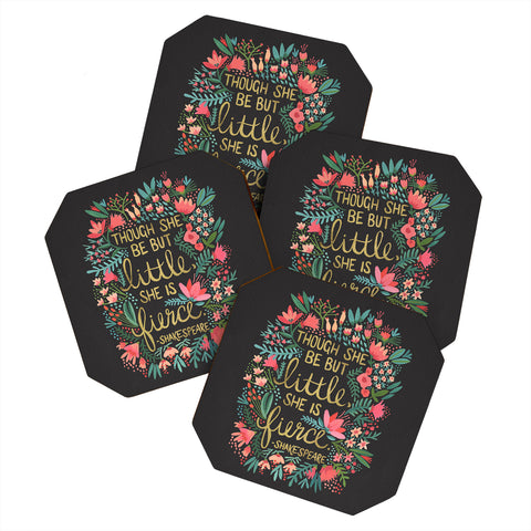 Cat Coquillette Little Fierce on Charcoal Coaster Set