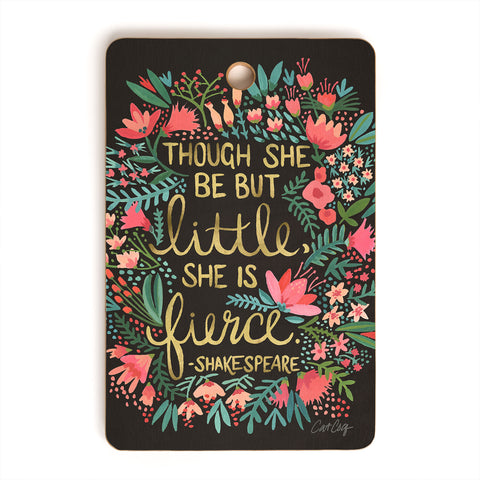 Cat Coquillette Little Fierce on Charcoal Cutting Board Rectangle
