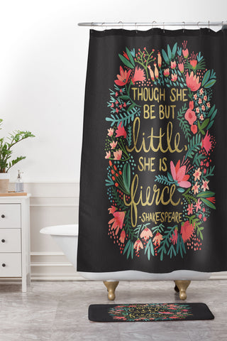 Cat Coquillette Little Fierce on Charcoal Shower Curtain And Mat