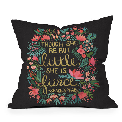 Cat Coquillette Little Fierce on Charcoal Throw Pillow