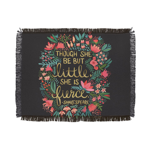 Cat Coquillette Little Fierce on Charcoal Throw Blanket