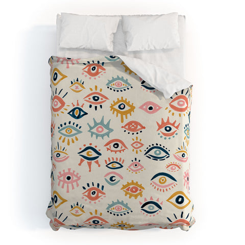 Cat Coquillette Mystic Eyes Primary Palette Duvet Cover