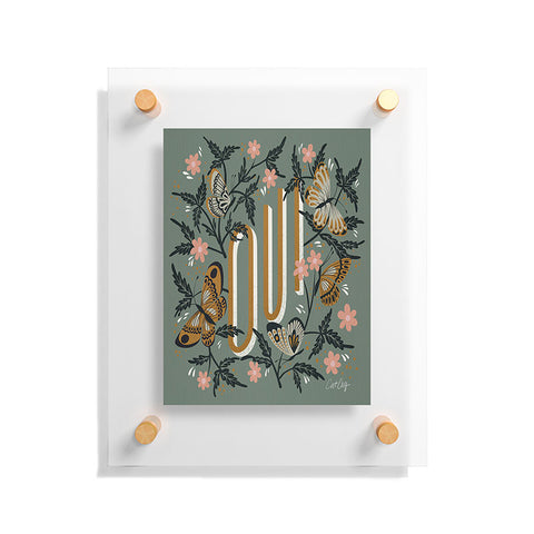 Cat Coquillette Oui Butterflies Mint Gold Floating Acrylic Print