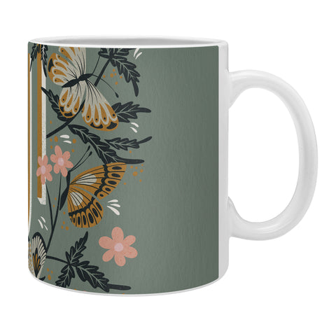 Cat Coquillette Oui Butterflies Mint Gold Coffee Mug