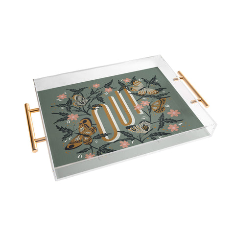 Cat Coquillette Oui Butterflies Mint Gold Acrylic Tray