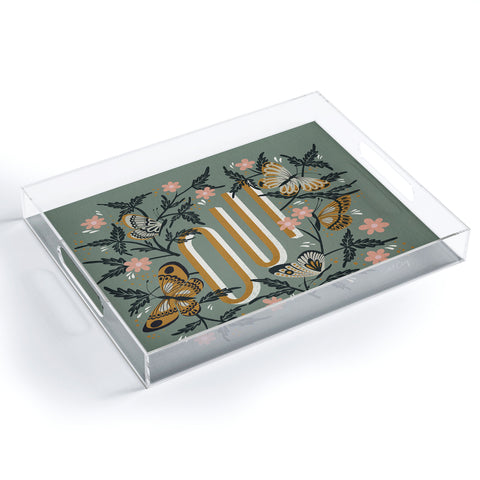 Cat Coquillette Oui Butterflies Mint Gold Acrylic Tray