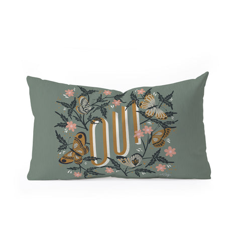 Cat Coquillette Oui Butterflies Mint Gold Oblong Throw Pillow